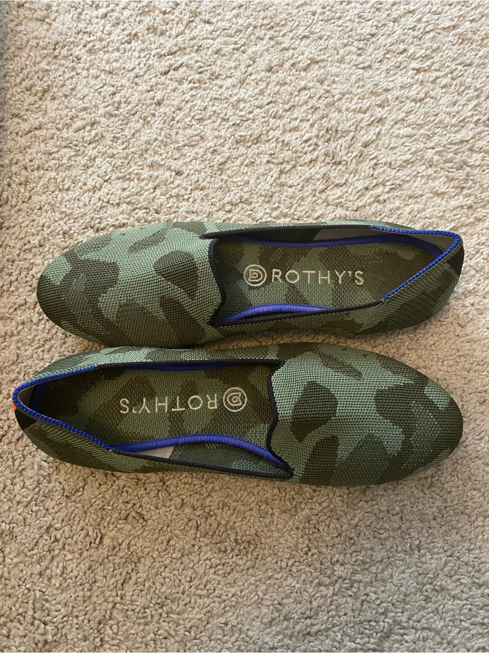 Rothy's Olive Green Camo Slip-On Flats